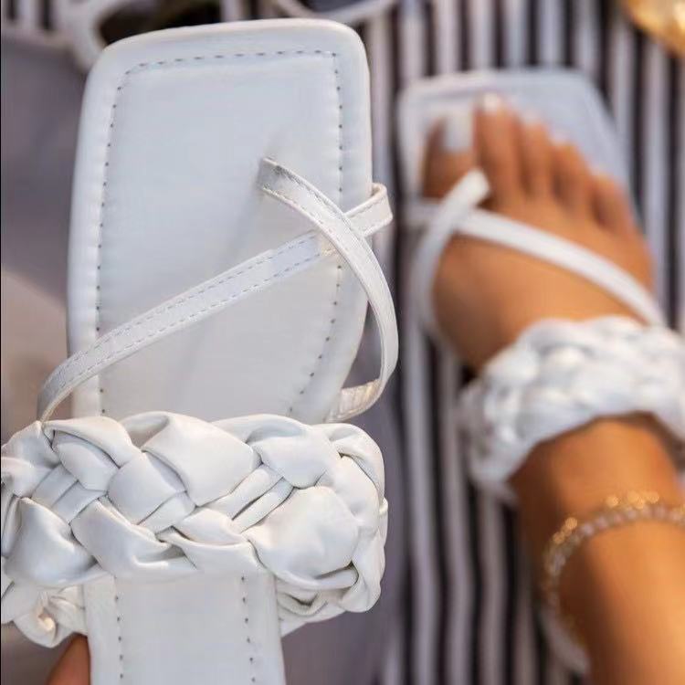 Woven Square Flat Slippers