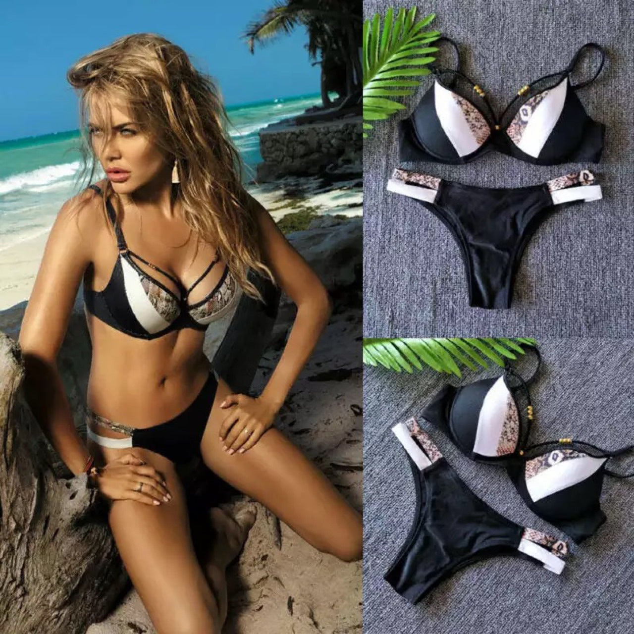 Snake Print Split Bikini
