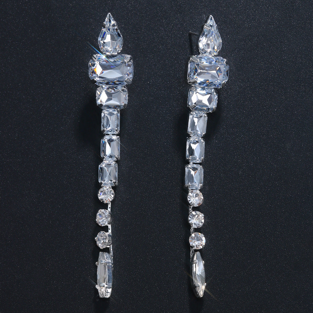 Long Shiny Diamond Rhinestone Earrings
