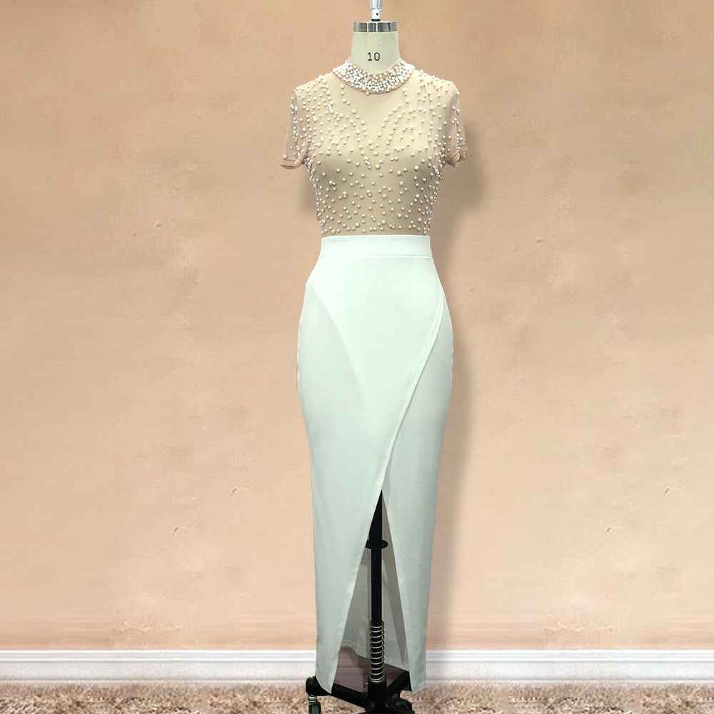 Beaded Sheer Tulle Dress