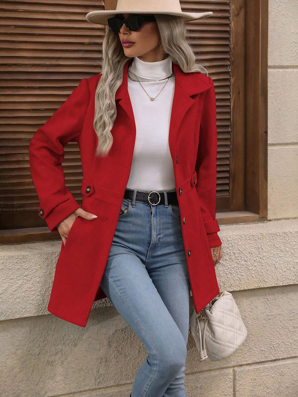 Elegant Single-breasted Woolen Coat