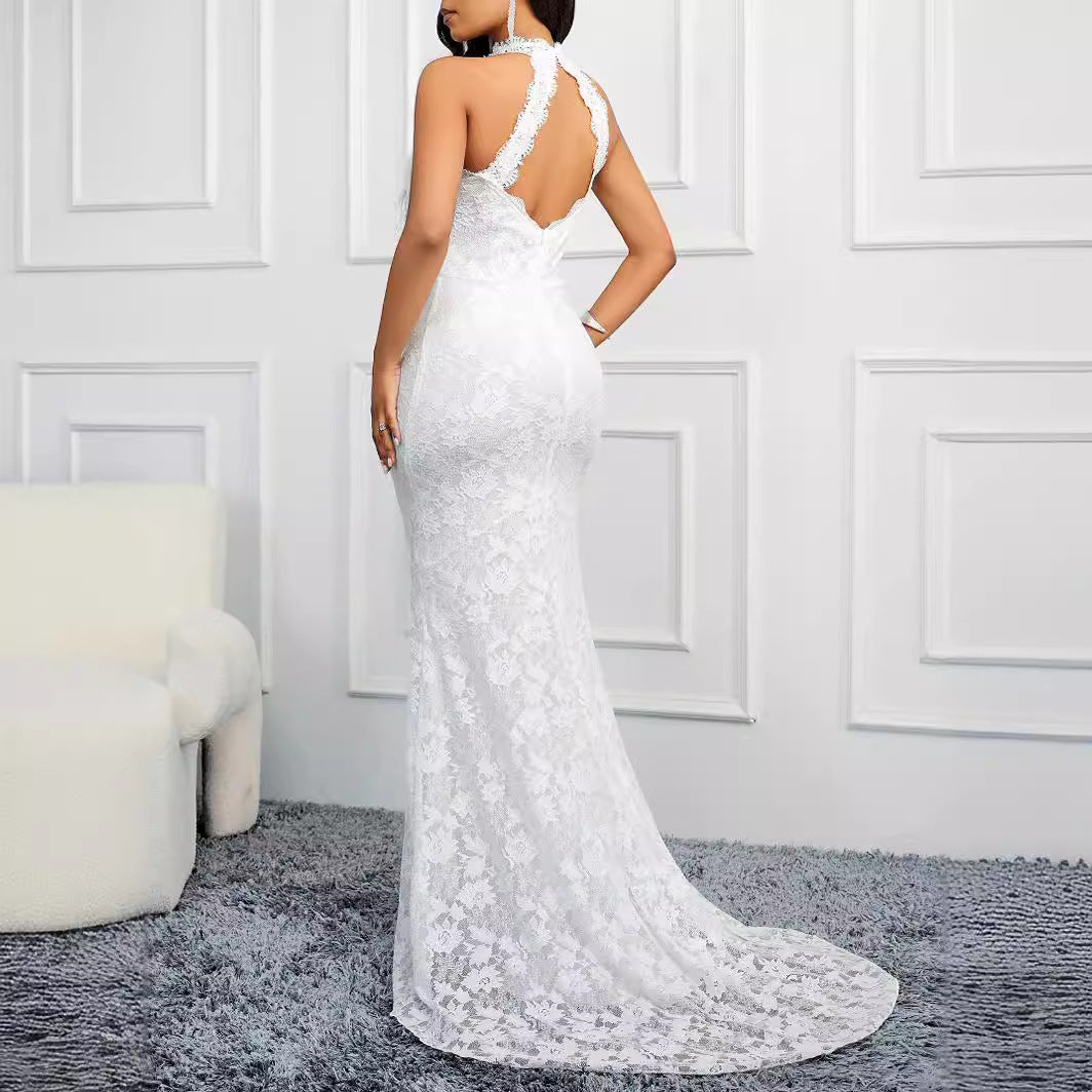 Solid Color Trailing Dress