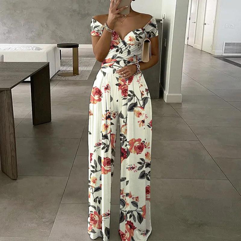 Off Shoulder Printed Jumpsuit