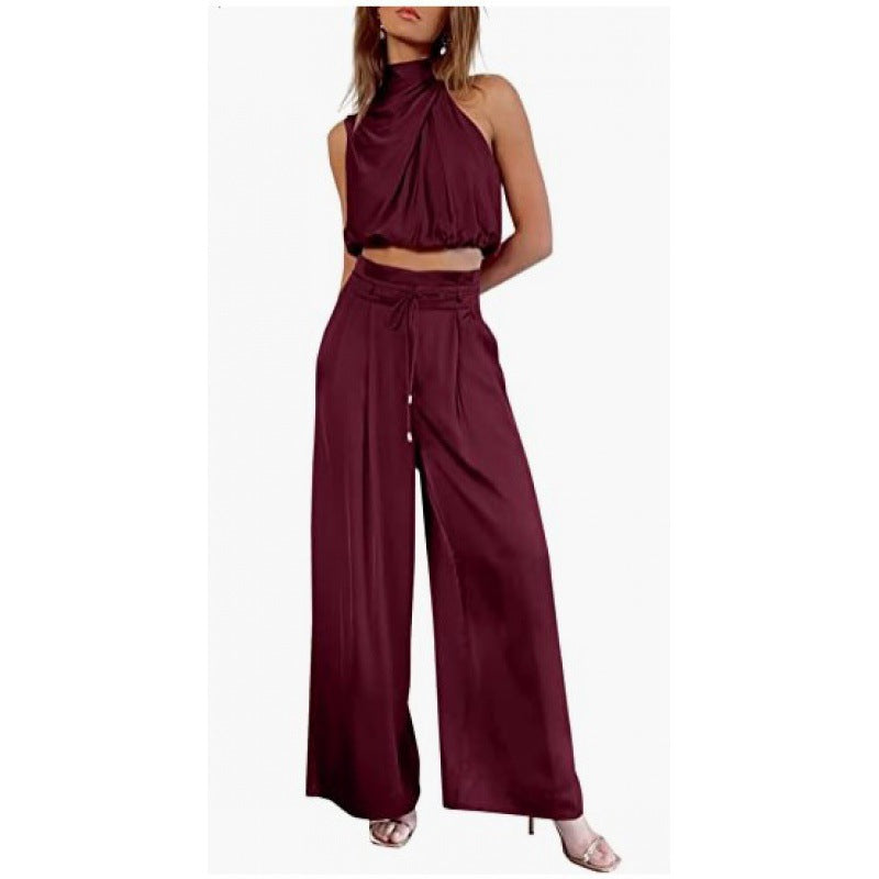 Sleeveless Midriff Top Set