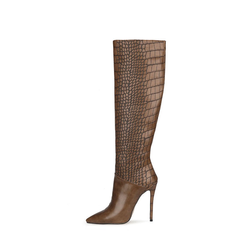 Gloss Crocodile Stiletto Boots