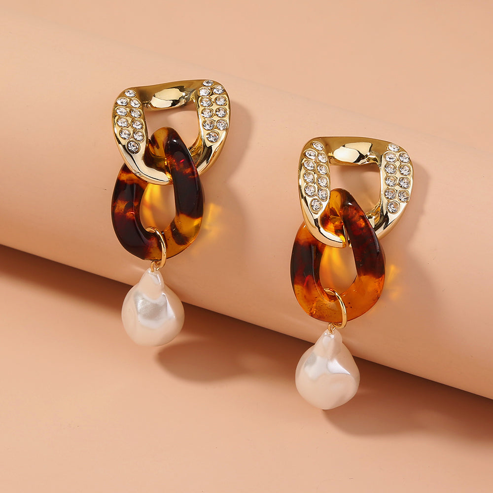 Leopard Pearl Drop Earrings