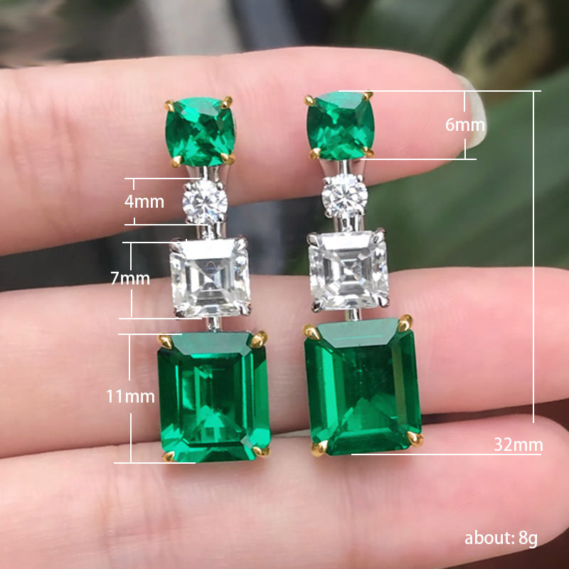 Light Luxury Emerald Cut Zircon Earrings