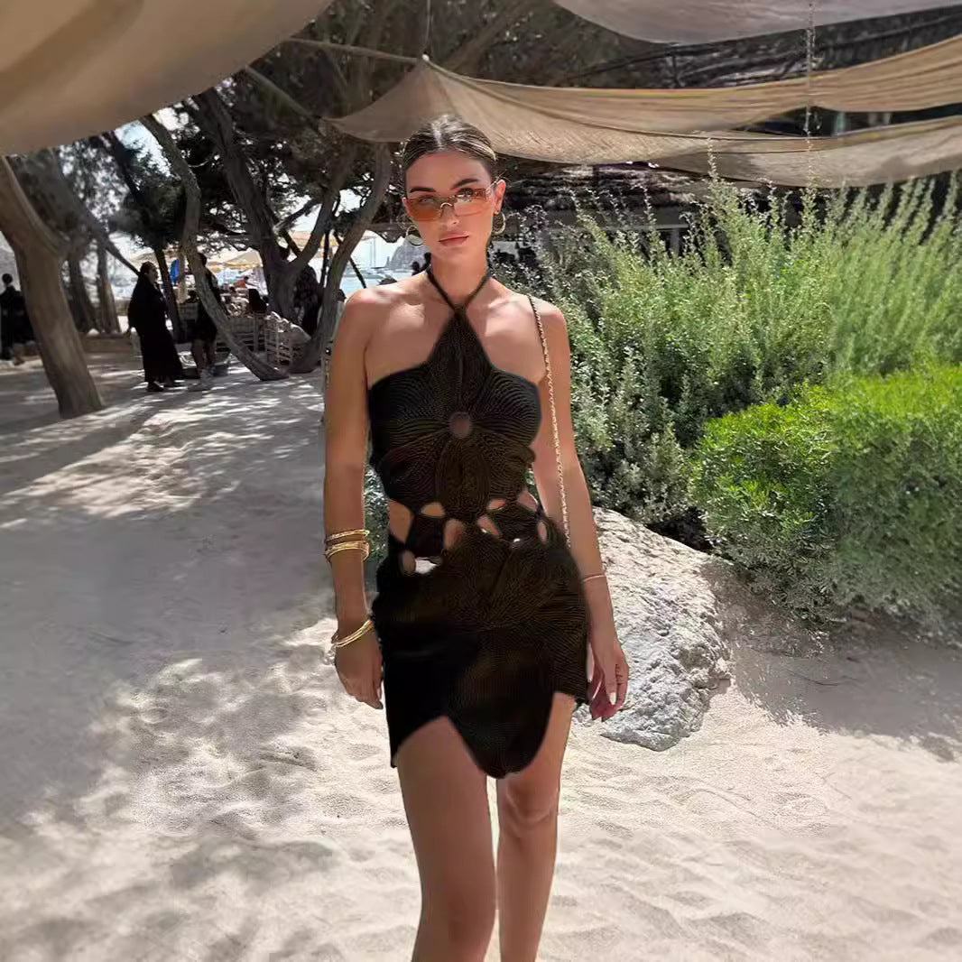 Halter Asymmetric Hollow Dress