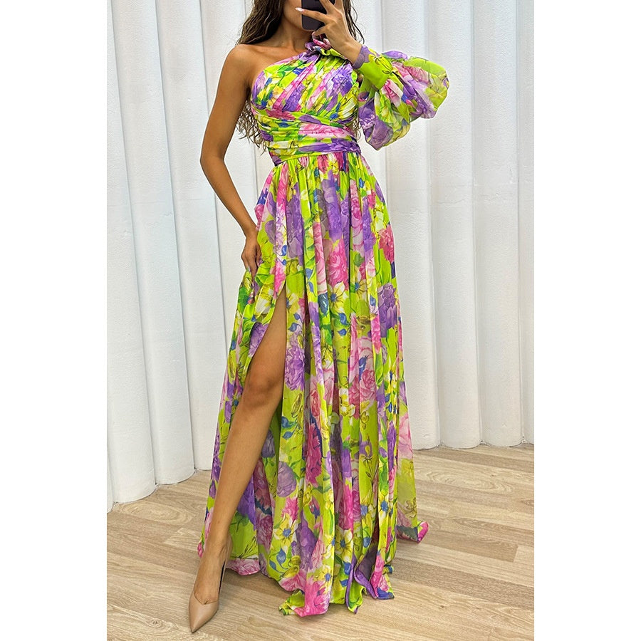 Floral Print Split Maxi Dress