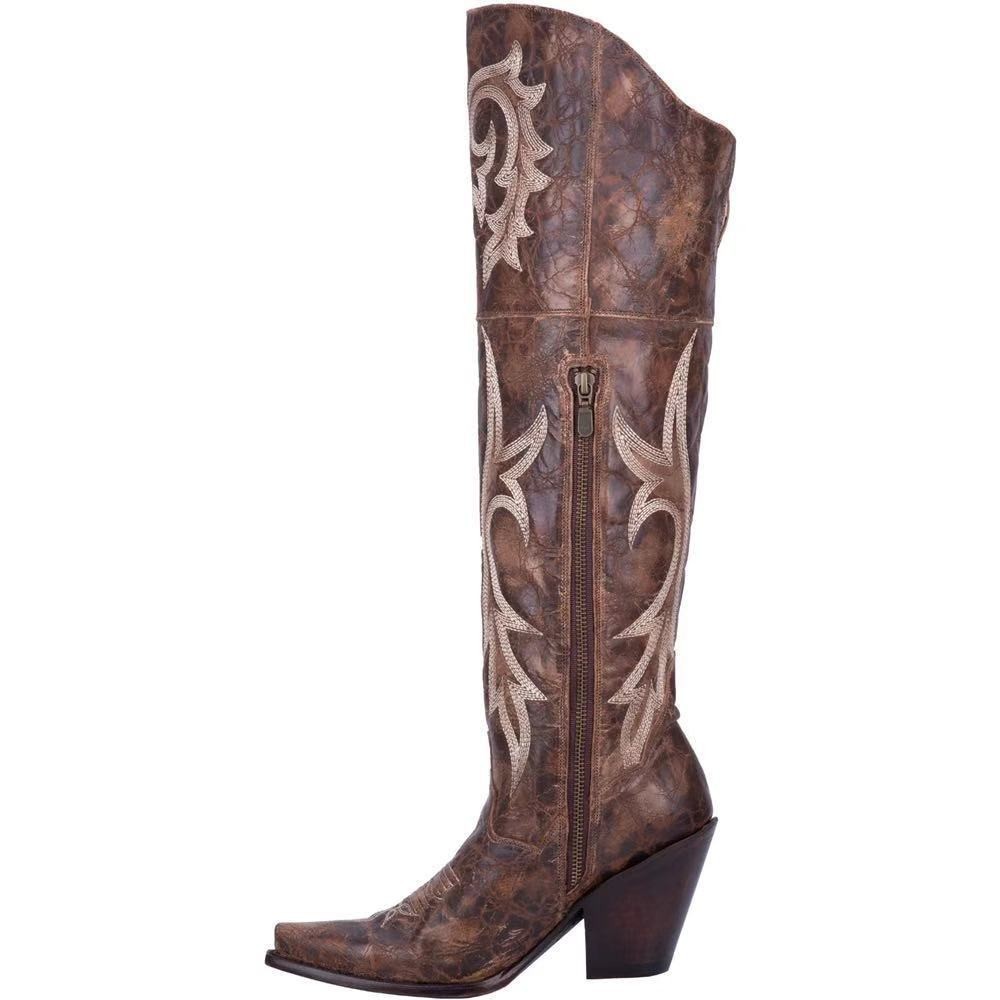 Women Thick Heel High Top Rider Boots