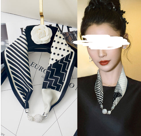 Silk Scarf Pearl Necklace