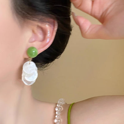 Mori Style Green Vacation Style Shell Earrings