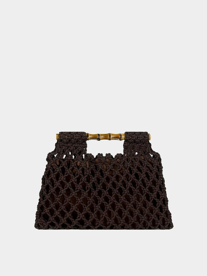 Handwoven Bamboo Handle Square Bag
