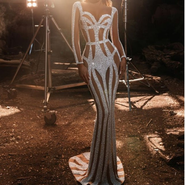 Gold Fishtail Evening Dress