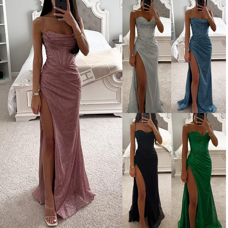 Fashion Evening Party Slim V-neck Long Dresses