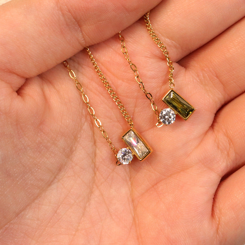 Olive Green Crystal Necklace For Women