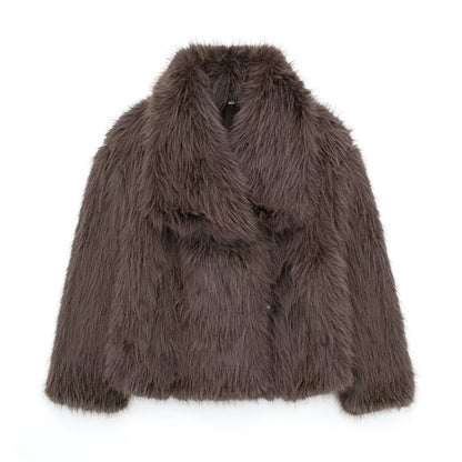 Warm Thicken Fluffy Lapel Jacket Outwear