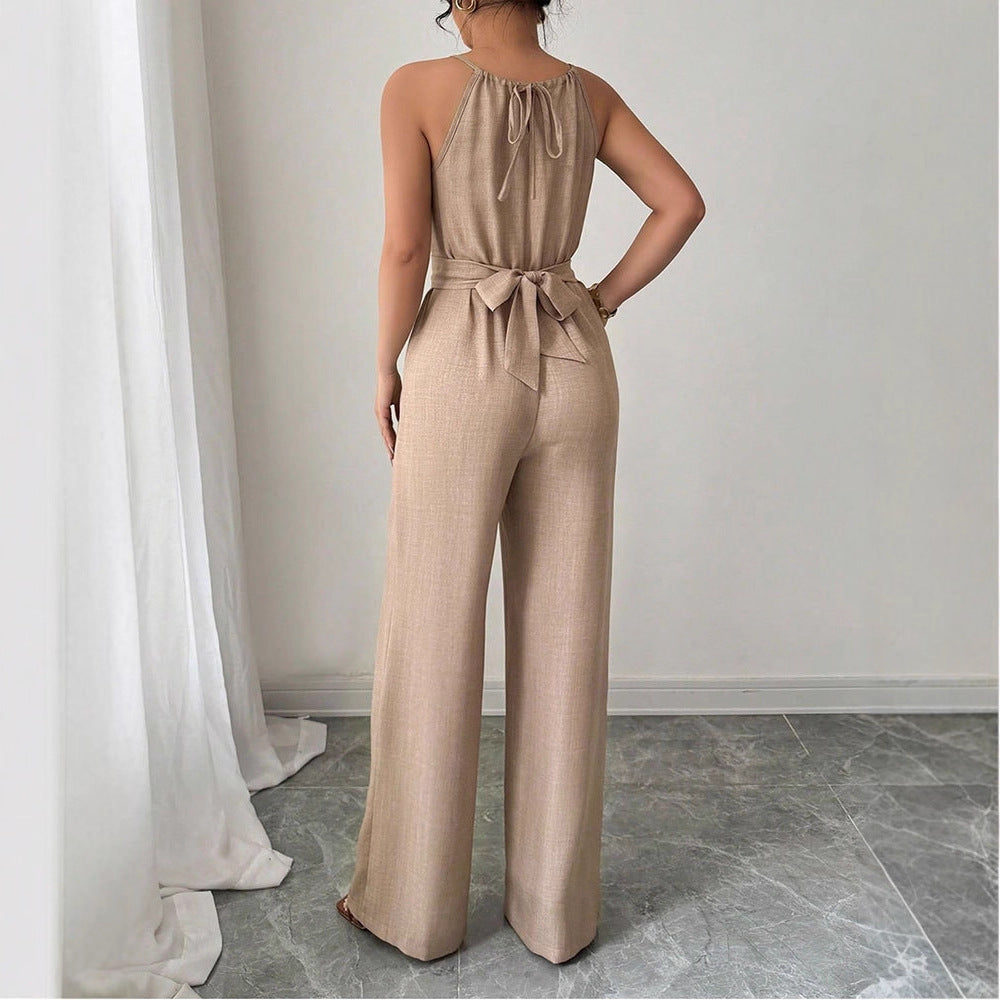 Tie Up Halter Neck Off Shoulder Comfortable Jumpsuit