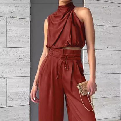 Sleeveless Midriff Top Set
