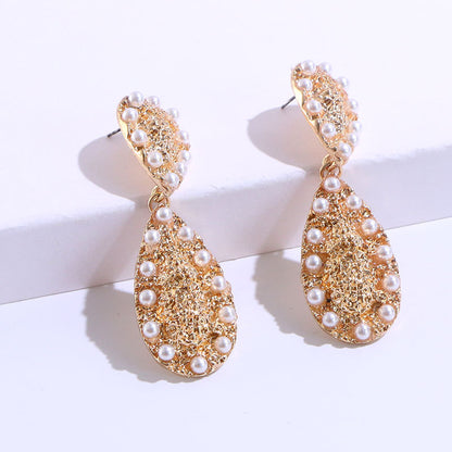 Geometric Pearl Drop Earrings