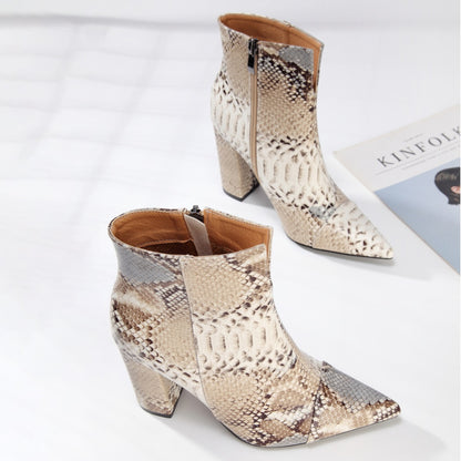 Snakeskin Pattern Short Boots