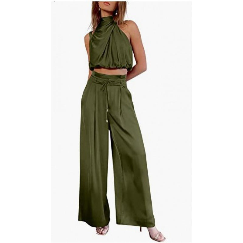 Sleeveless Midriff Top Set
