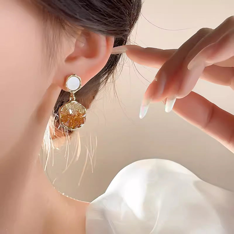 Brown Gradient Crystal Stud Earrings