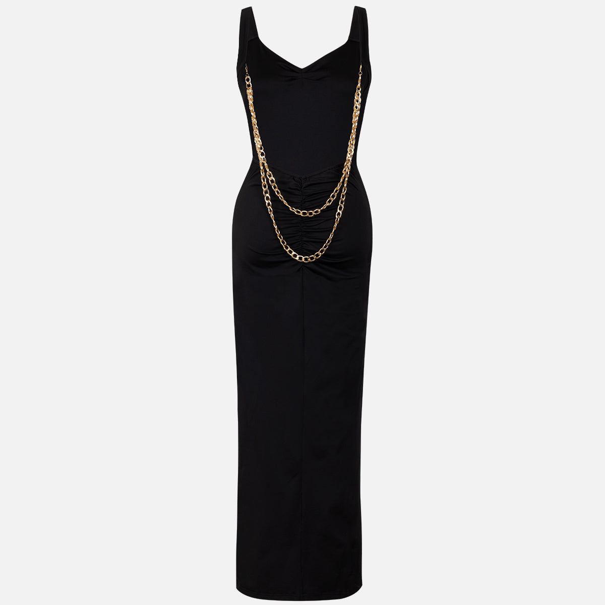 Sleeveless Backless Chain Maxi Dress