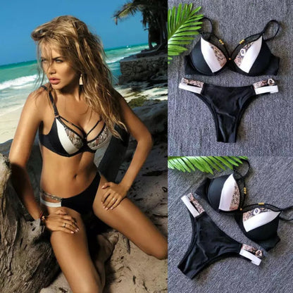 Snake Print Split Bikini