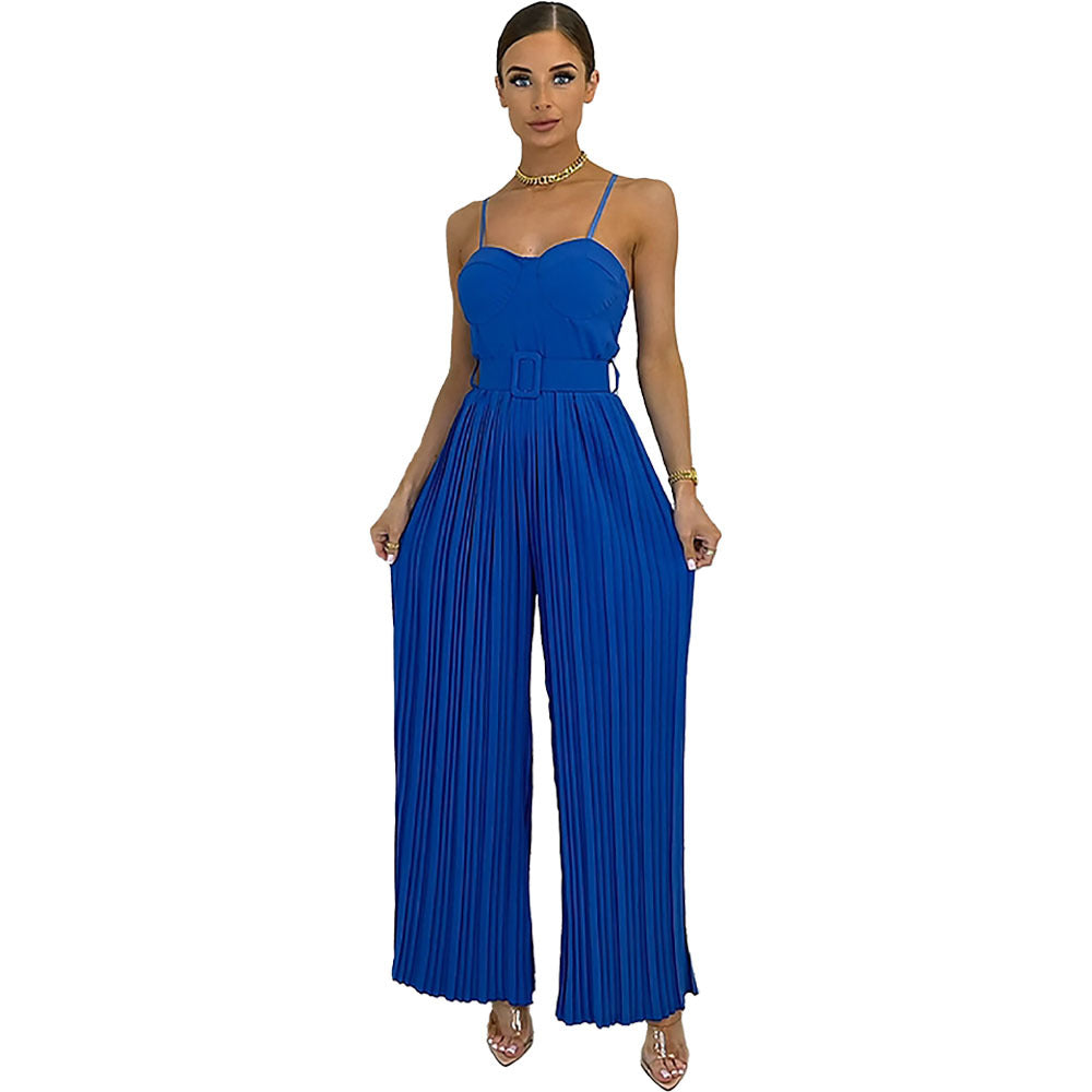 Women's Solid Color Wide Leg Jumpsuit