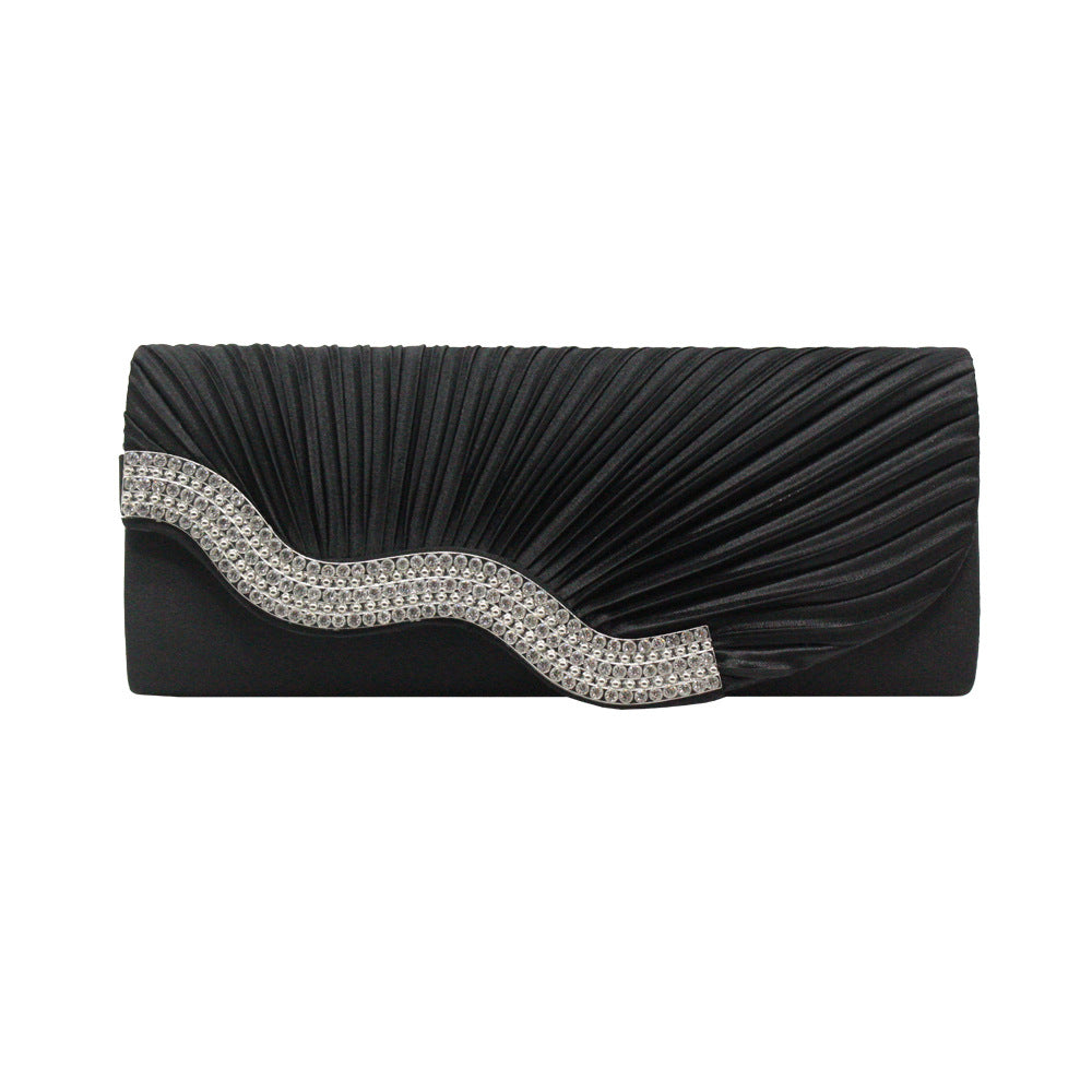 Rhinestone Pleated Clutch