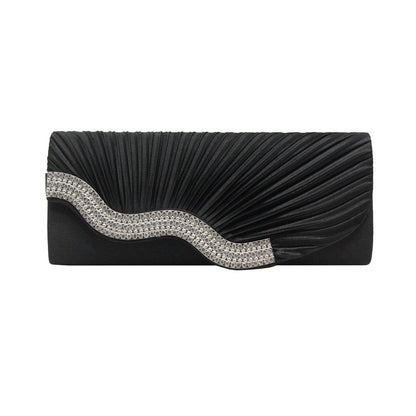 Rhinestone Pleated Clutch