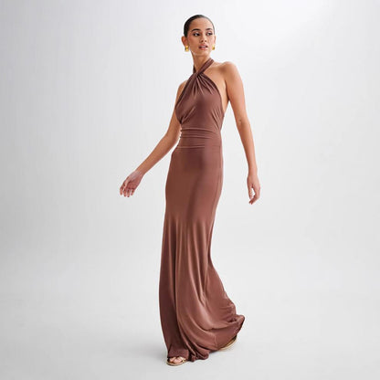 Ins Bodycon Halter Dress Sexy Backless Slim Fit Waist