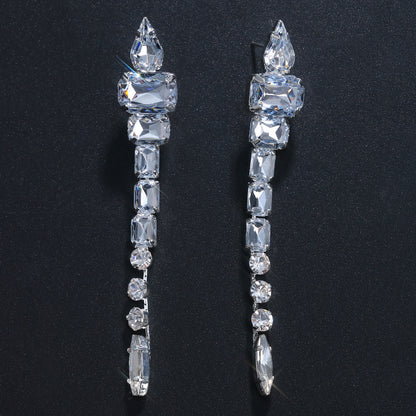 Long Shiny Diamond Rhinestone Earrings