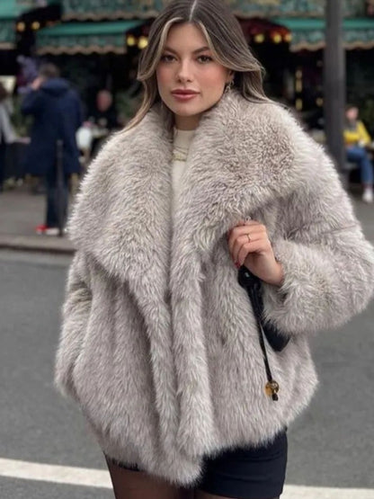 Warm Thicken Fluffy Lapel Jacket Outwear