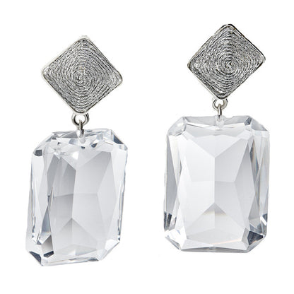 Square Geometric Crystal Earrings