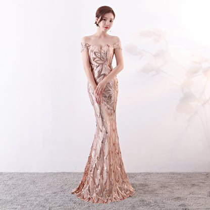 Fishtail Sequined Evening Dress