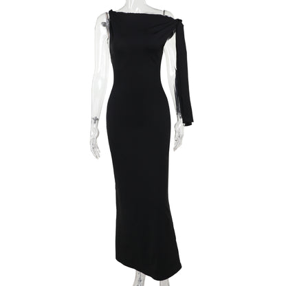 One Shoulder Ribbon Dress