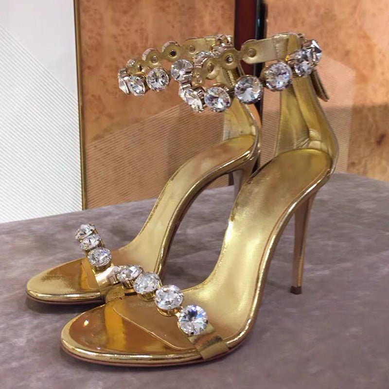 Gold Rhinestone Stiletto Heels