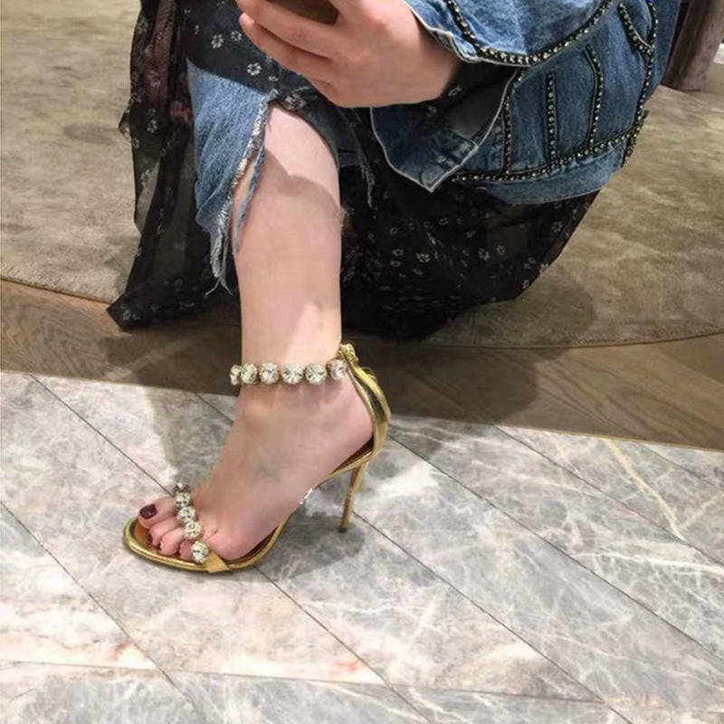 Gold Rhinestone Stiletto Heels