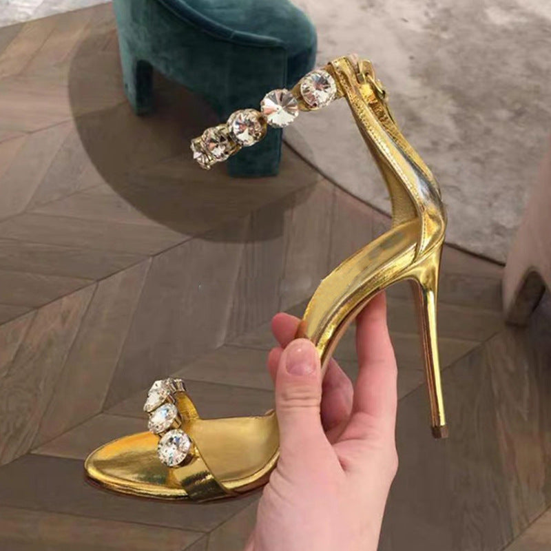 Gold Rhinestone Stiletto Heels