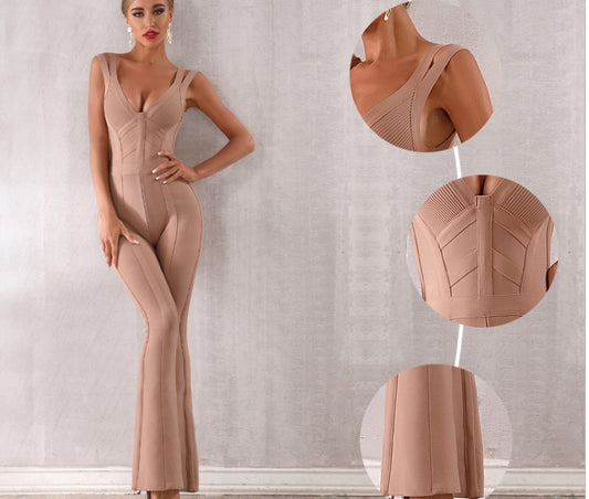 Bandage V Neck Jumpsuit