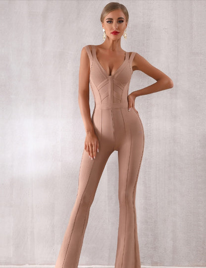 Bandage V Neck Jumpsuit