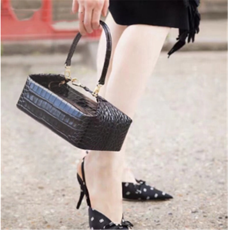 Square Box Bag Crocodile Pattern Retro One-shoulder Portable Messenger Bag