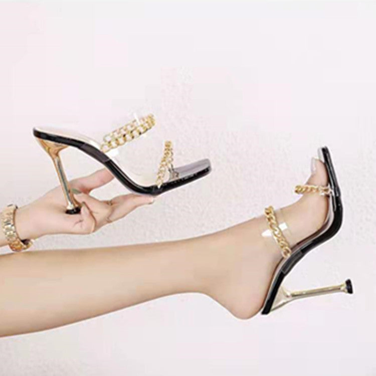 Chain Square Toe Heels