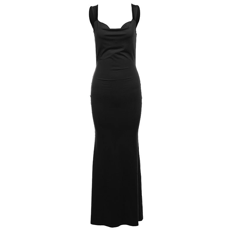 Suspenders Sexy Backless Bow Slim Sheath Dress Women