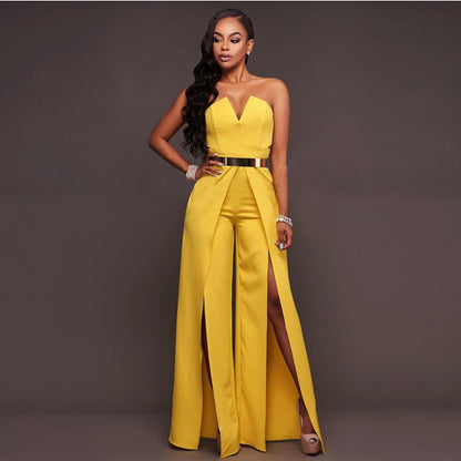 Elegant Zipper Wide Leg Jumpsuit
