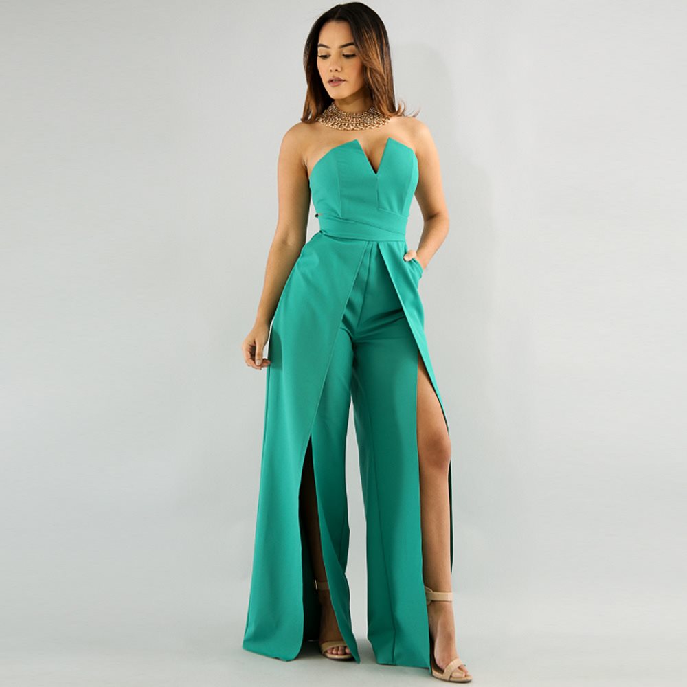 Elegant Zipper Wide Leg Jumpsuit