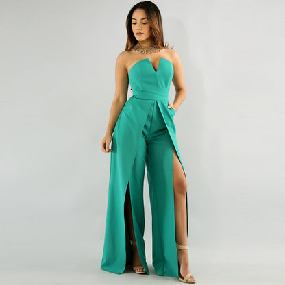 Elegant Zipper Wide Leg Jumpsuit
