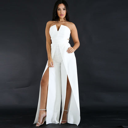 Elegant Zipper Wide Leg Jumpsuit